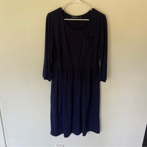 Merokeety navy blue 3/4 sleeve midi dress size XL